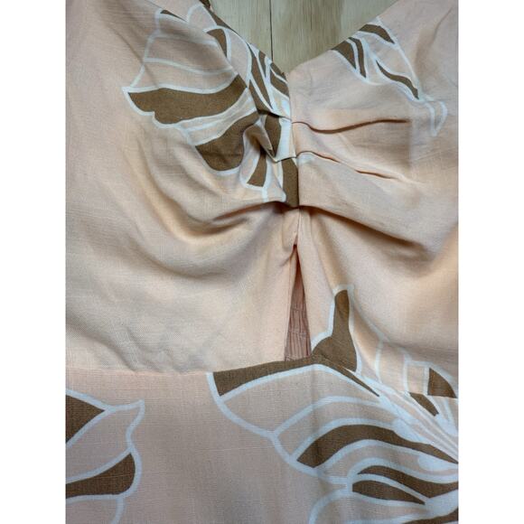 Lucy in the Sky Peach Floral High Low Tiered Layered Sleeveless Keyhole Dress P - Picture 7 of 11